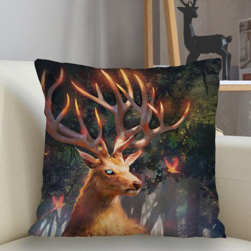 Bedroom Living Room Home Decor Cushion Cover Fantasy Fawn Art Pillowcase Square