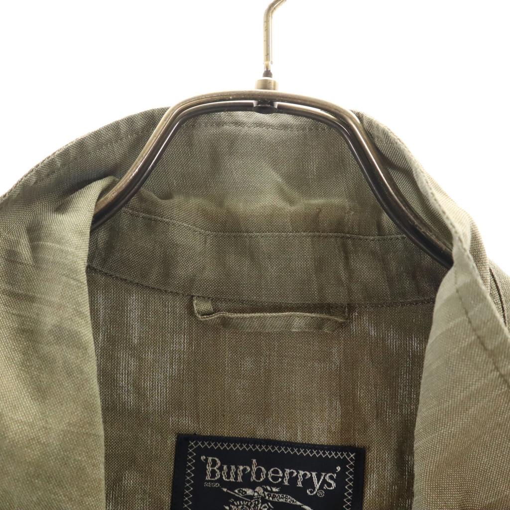Burberrys 90s Linen Old Short Sleeve Military Shirt L Olive Men's Used