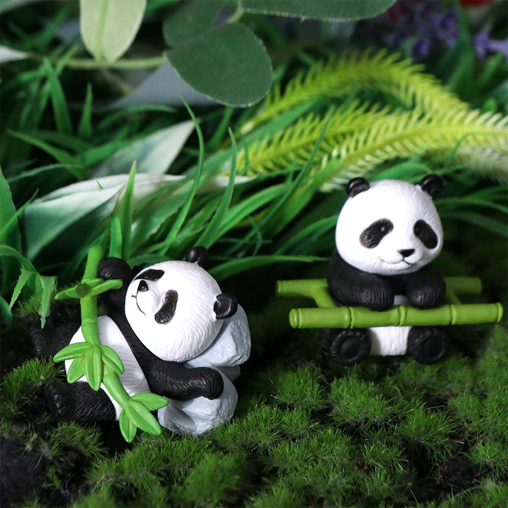 8pcs Cartoon Panda Ornament Lifelike Animal Statues Garden Decor Panda Statue  Office