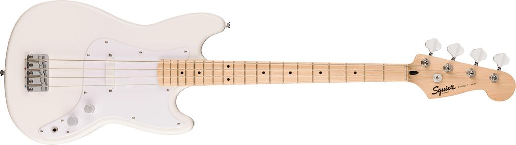 Squier by Fender Fender Squier Electric Bass Squier Maple White Arctic White Soft Case Included Sonic™ Bronco™ Bass, Fingerboard, Pickguard,