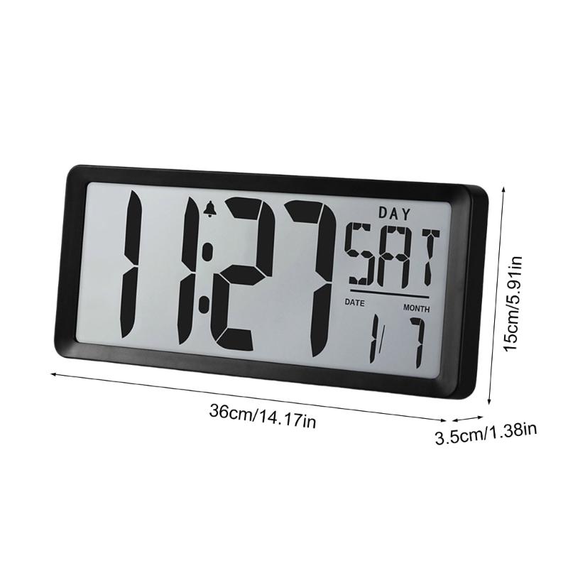 14'' LCD Digital Clock With Backlight, Temperature And Date Easy To Read For Living Room Or Bedroom