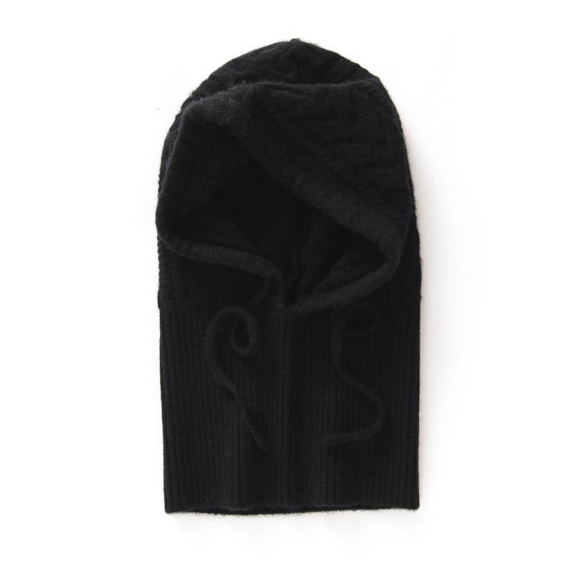 Autumn and winter cashmere knitted hat autumn and winter wool hat scarf integrated scarf cover dual-purpose men's and women's knitted hooded