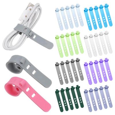 5 Pièces Organisateur de Câbles Attaches-Câbles Réutilisables en Silicone Gestion Flexible des Fils pour Écouteurs TV USB Câbles d'Ordinateur Sacs Alimentaires Rideaux Solutions de Rangement