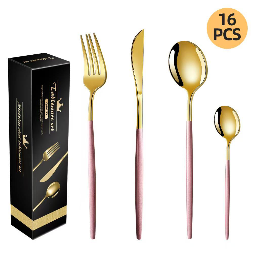 Portugal Stainless Steel 30-Piece Cutlery Set: Western Steak Knife, Fork, Spoon in Gift Box