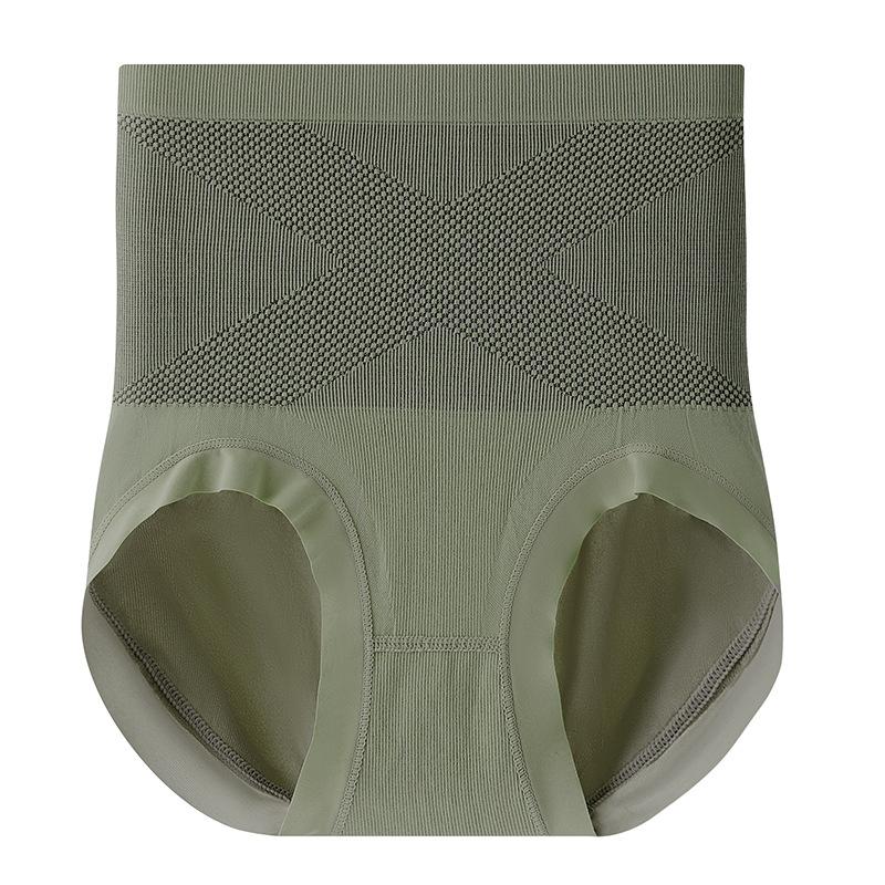 

[Черная повязка] Трусы-бикини с высокой талией на день рождения, бесшовные, шелковые, с эффектом похудения, женские трусы-шорты с эффектом подтяжки бедер L size [100-60kg] зелёный