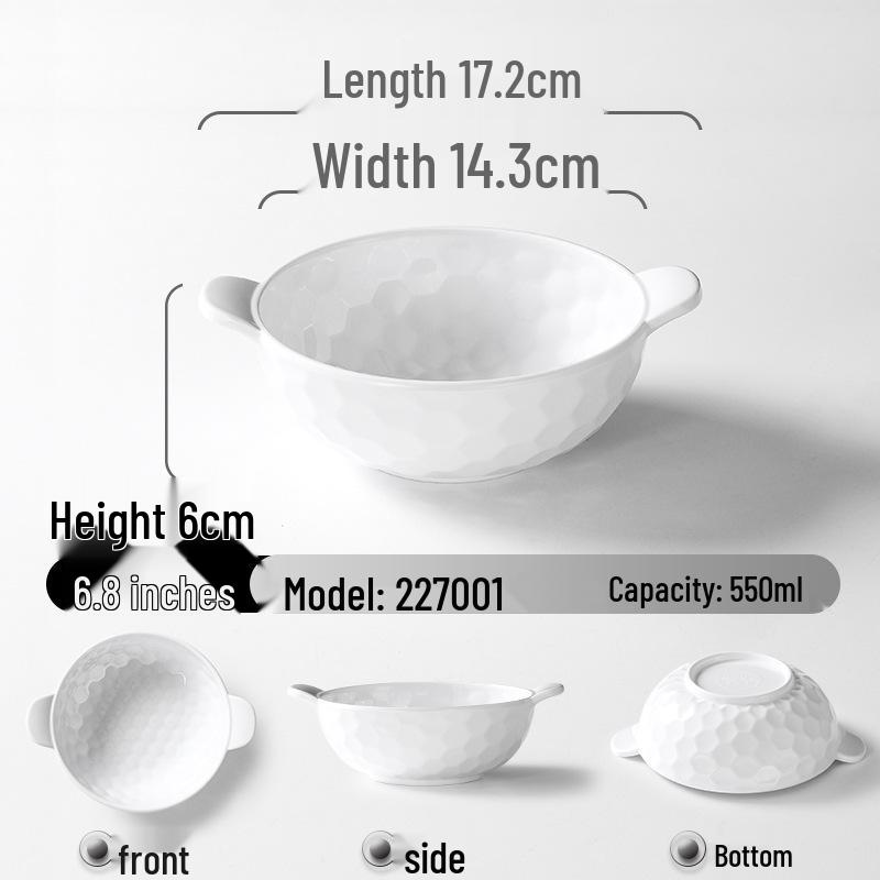 A5 Melamine Porcelain-Style Dessert Bowls: Creative Double-Ear Set for Sweets, Soup, Shaved Ice, and Snacks
