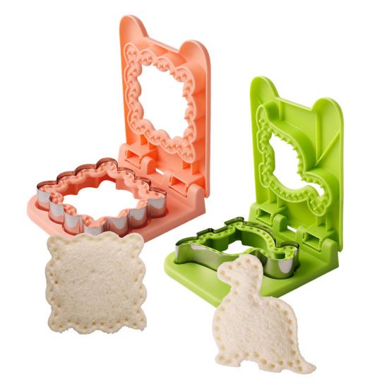 Dinosaur Sandwich Cutter Cookie Breakfast Mold Stainless Steel Bread Shaper Non-Stick Sandwich Sealer for Kids Lunchboxes