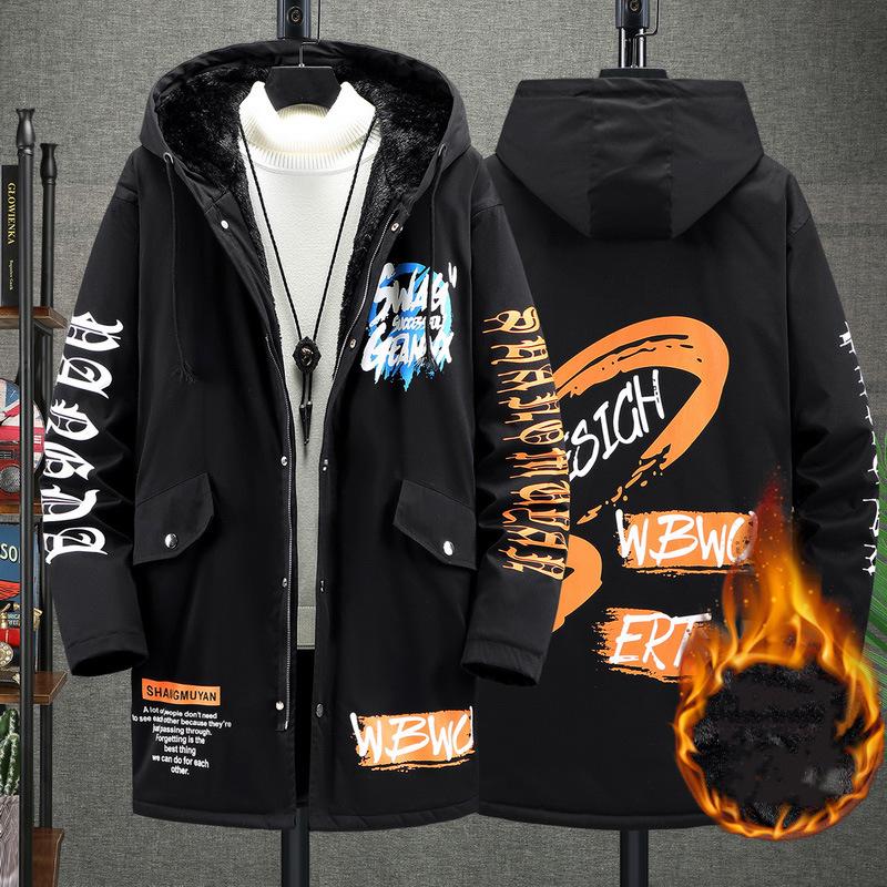 

Зимняя мужская куртка больших размеров на длинной части утепленного и утолщенного толстого пальто, свободная хлопковая куртка 4XL-10XL 9XL оранжевый