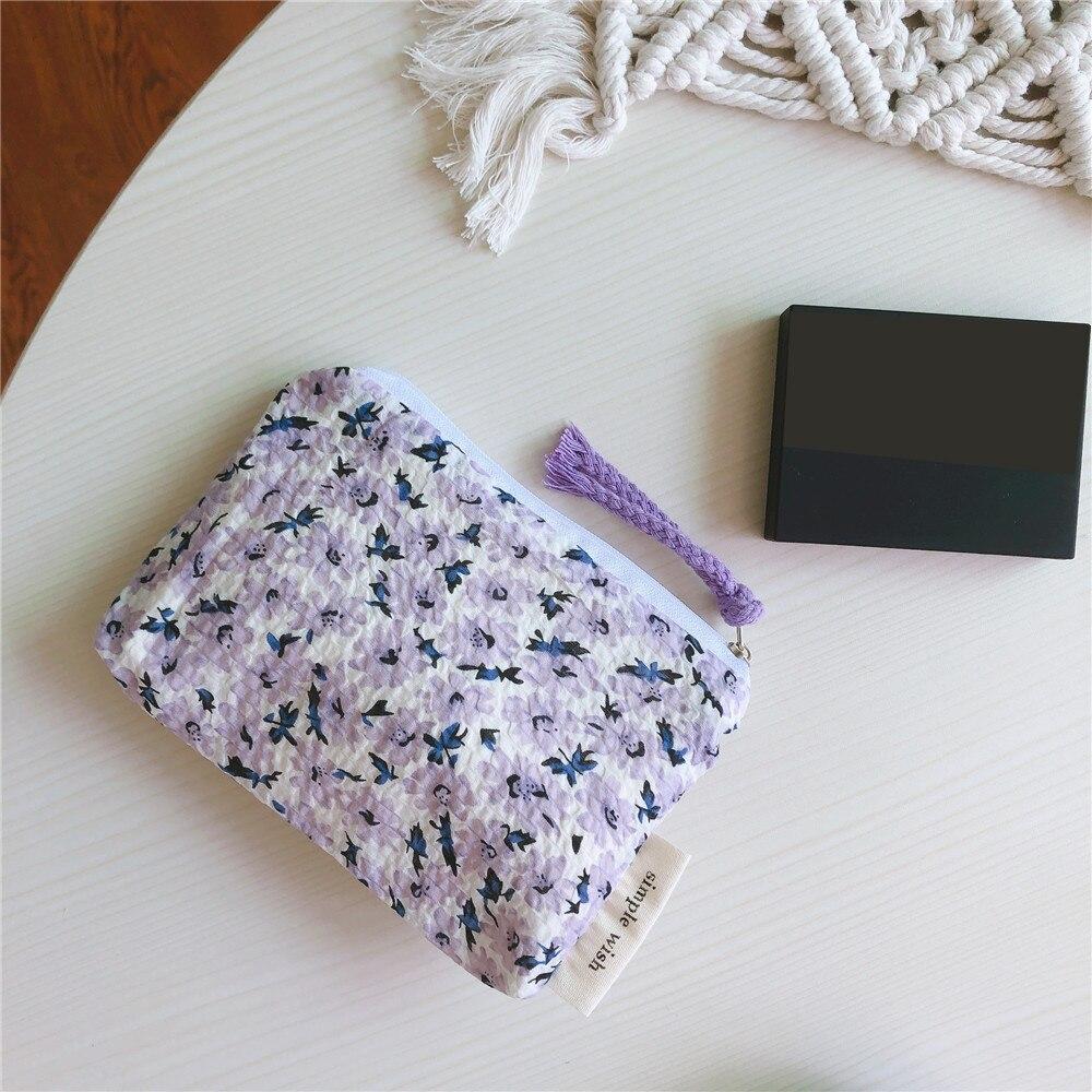 Mini Cotton Floral Organizer Bags for Women Bag Small Fabric Cosmetic Make Up Bag Little Purse Coin Pouch Children Cosmetic Case