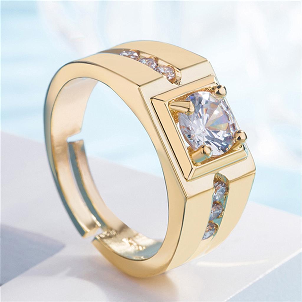 Ring vergoldet vergoldeter Ring Herren dominanter großer Ring platinierter Simulant-Diamantring Herrenring vergoldeter Schmuck