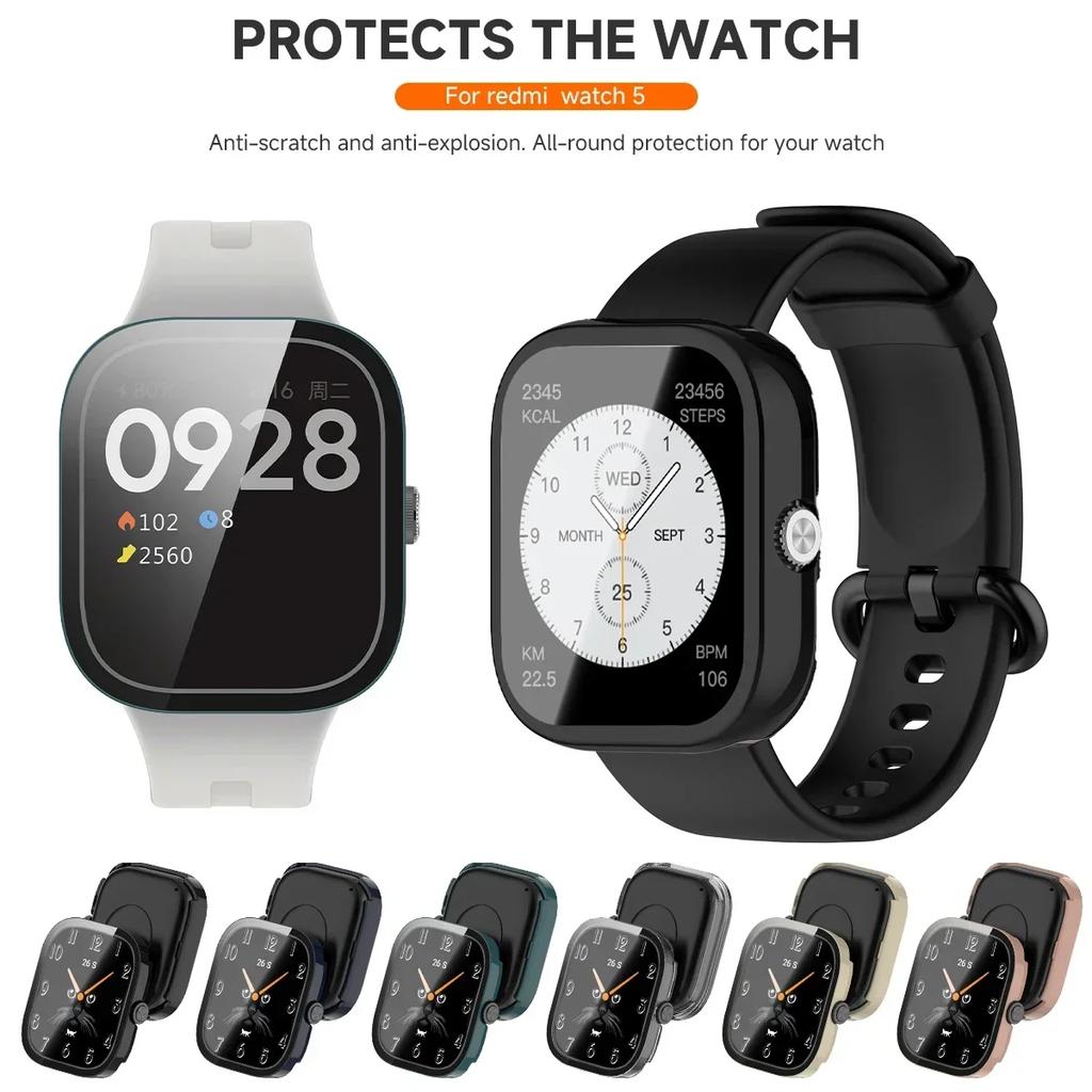 Tempered Glass+PC Case For Xiaomi Redmi Watch 5 Active/Lite Cover Hard Screen Protector Watch BUMPER Cases For Redmi Watch 5