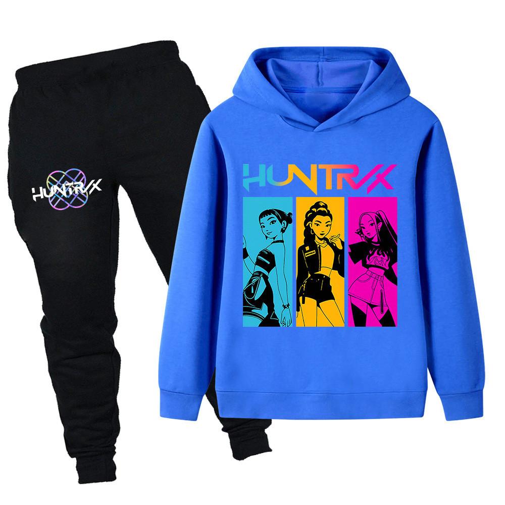 PB1203 Kinder Jungen Mädchen Kpop Mira Zoey Rumi Druck Langarm Kapuzenpullover Hose Hosen Kleidersets