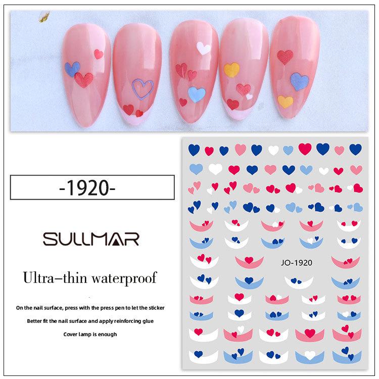 

Gradient Heart Nail Stickers: Macaron Color Self-Adhesive Decals for Stylish Nail Art.