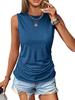 2026 Women's Sleeveless Pleated Round Neck Solid Color Casual Summer Pullover Vest