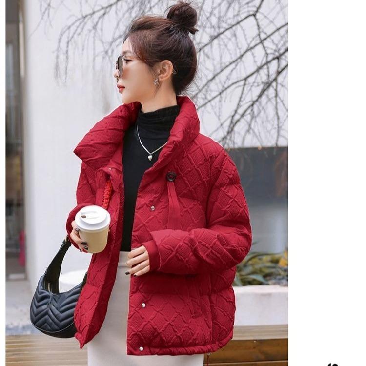 Winter Women Short Padded Jacket Loose Cotton Coat Fashion Stand Collar Outerwear