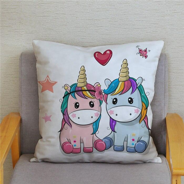 45*45 Square Pillowcase Home Decor Pillowcase Cushion Cover Cute Cartoon Unicorn Print Pillowcase