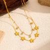 European and American light luxury flowers are stacked with titanium steel necklaces, and gold stainless steel sweater chains do not fade. Advanced 