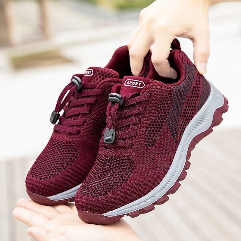 Shoes Women's 2025 New Spring and Autumn Walking Women's Soft Soles Are Not Tired Feet Middle-aged and Elderly Walking Shoes Breathable Mesh Mot