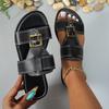 Large Size Flat-bottomed Slippers Women's New Wind Belt Buckle Outer Wear I-shaped Women's Cool Slippers