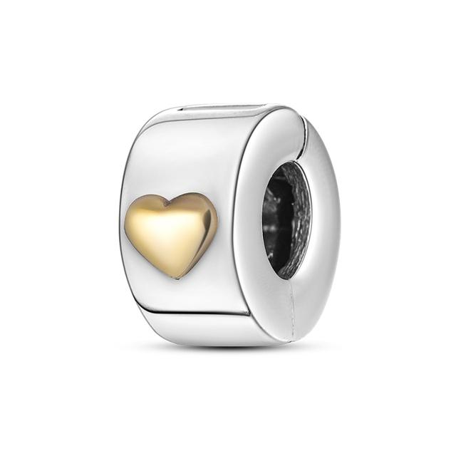 Fecho Prateado Clipe Prateado 925 Berloques Contas Stopper Serve Pulseira Clipe Joia Prata 925