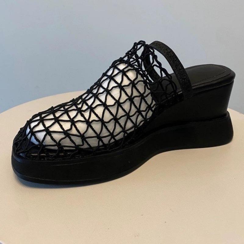 Height-increasing Shoes Women's Shoes Breathable and Perforated Wedge Heel Sandals and Wearing Wedge Slippers