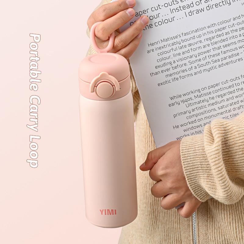 500ml Thermos Large Capacity Stainless Steel Thermal Water Bottle Portable Vacuum Cup with Handle Double-layer Travel Tumbler