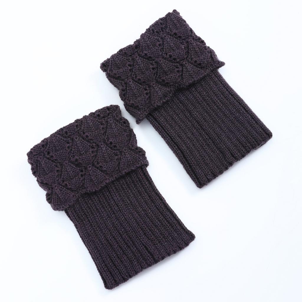 Border Knitted Short Korean Version Winter Women Shoe Covers Foot Covers New Flip Over Scallop Yarn Sock Covers Leg Guards