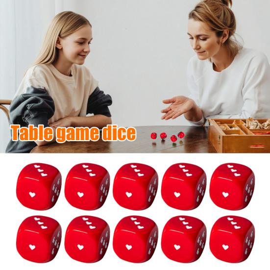 10Pcs 25MM Love Heart Acrylic Dice Rounded Corner Six-Sided Large Dice Game Night Drinking Board Game Dice Prop Casino Equipment