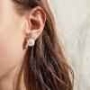 Solitaire Stone Top Pearl Drop Earrings for Women Classic Jewelry