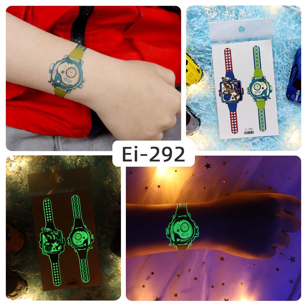Rikalong Waterproof Luminous Cartoon Tattoo Stickers for Kids - Glow-in-the-Dark Watch Design