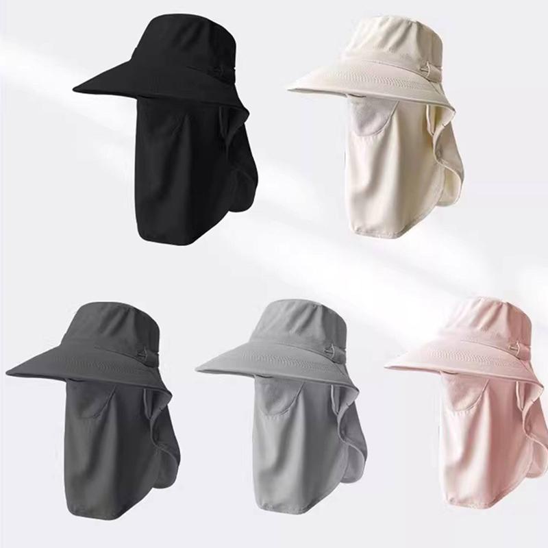 Breathable Uv Protection Sun Hat With Face Cover And Neck Flap For Women Summer Outdoor Fishing Hiking Gardening Wide Brim Cap
