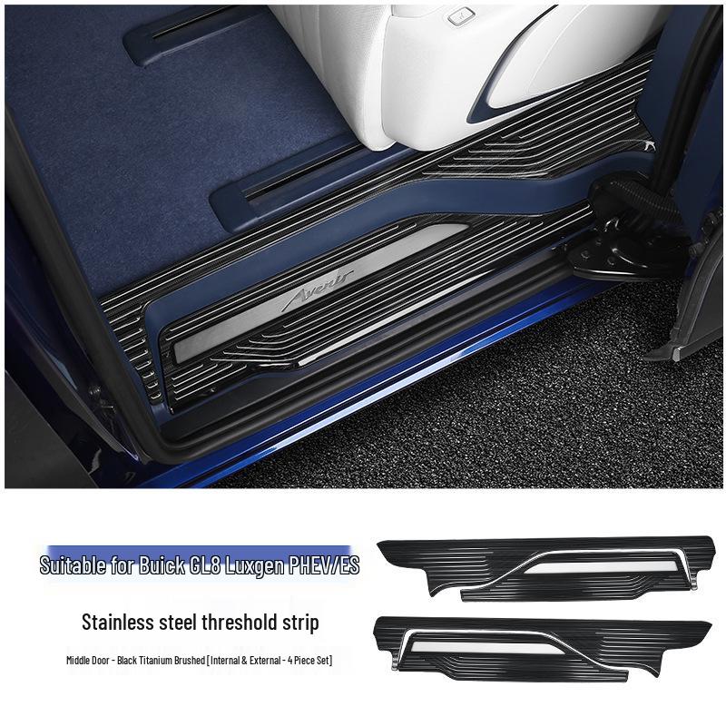 Stainless Steel Door Sill Scuff Plates for 2024 Buick GL8 PHEV Interior Upgrade