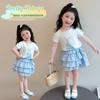 Girls' Summer Set 2026 New Fashionable Children's Summer Dress Short Sleeve Cake Skirt Two Piece Set for Baby Girls