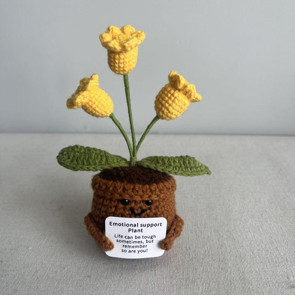 Cross-border Positive Energy Potato Crochet Doll: Humorous Yarn-Knitted Bonsai Ornament and Gift Card