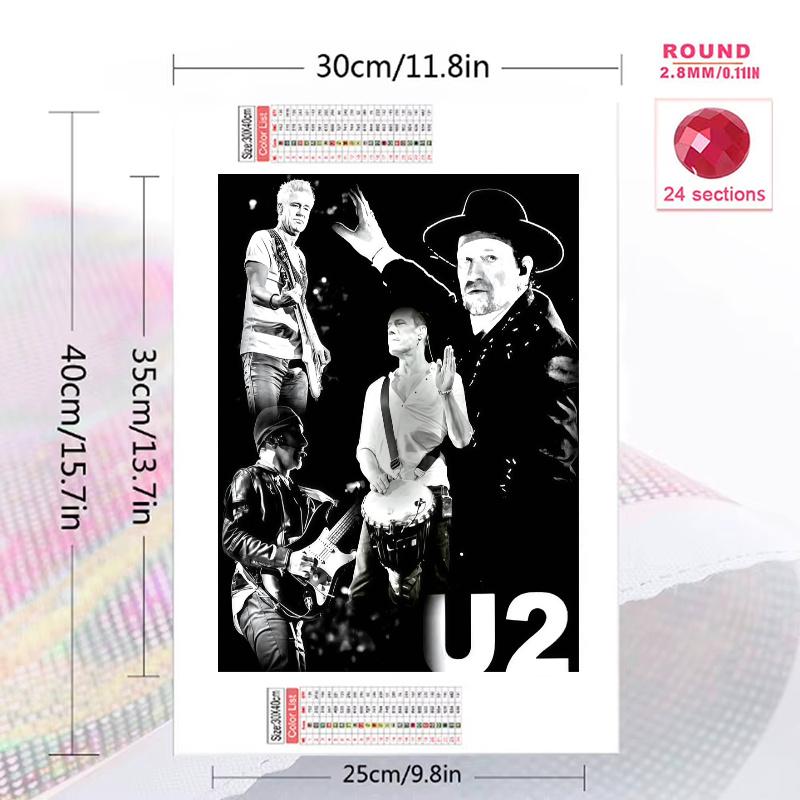 U2 100% Round Full Drill 5D DIY Diamond Painting Embroidery Cross Stitch Rhinestone Décor