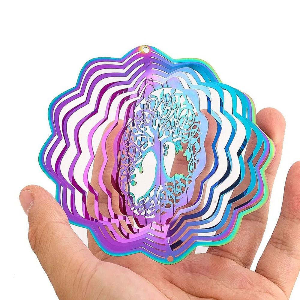 3D Wind Spinner Catcher Flowing Light Effect Dynamic Rotating Wind Chimes Outdoor