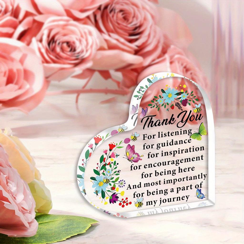 Tabliczka z podziękowaniem - Szczery prezent doceniający dla Nauczycieli, Asystentów Nauczyciela, Mentorów, Położnych - Kwiatowy wzór z motylami - Idealny do Coll