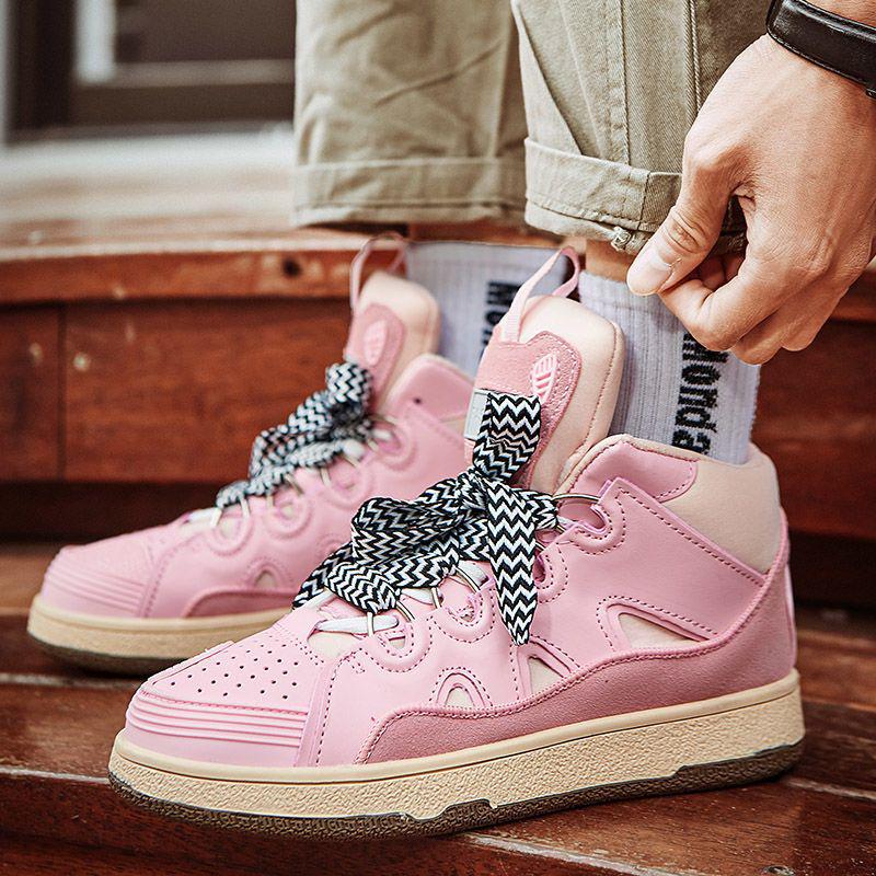 2025 Vinter Trendiga Högtoppade Skate-skor för Herrar och Damer med Leopardmönster: Mångsidig retro hiphop-stil med höjdökning