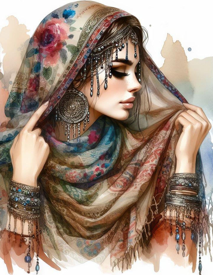 dIY 5D Diamond Painting Gypsy Girls Full Round Square Diamond Embroidery Fantasy Poker Indian Lady Mosaic Cross Stitch Kits