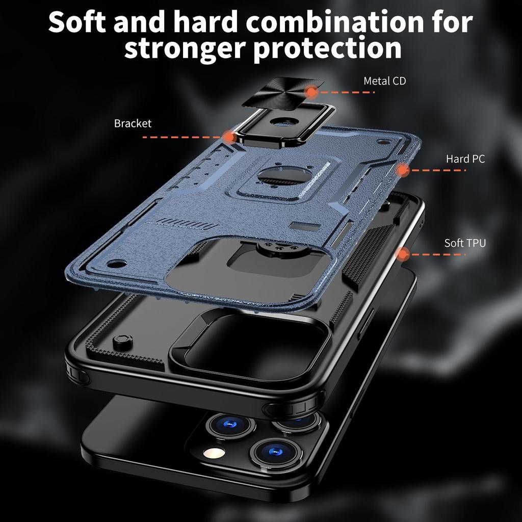 For iPhone 15 16 Pro Max/16 Plus/15 Plus/15 Pro/iPhone 16E Shockproof phone case car magnetic bracket protective cover TPU+PC