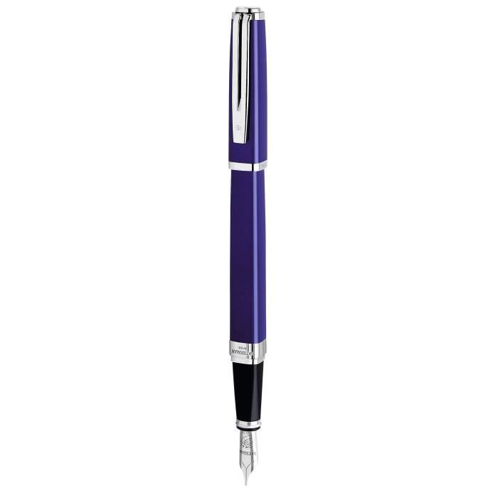 Stylo Plume - WATERMAN - Exception - Noir - Plaqué Argent - Plume Fine 18K