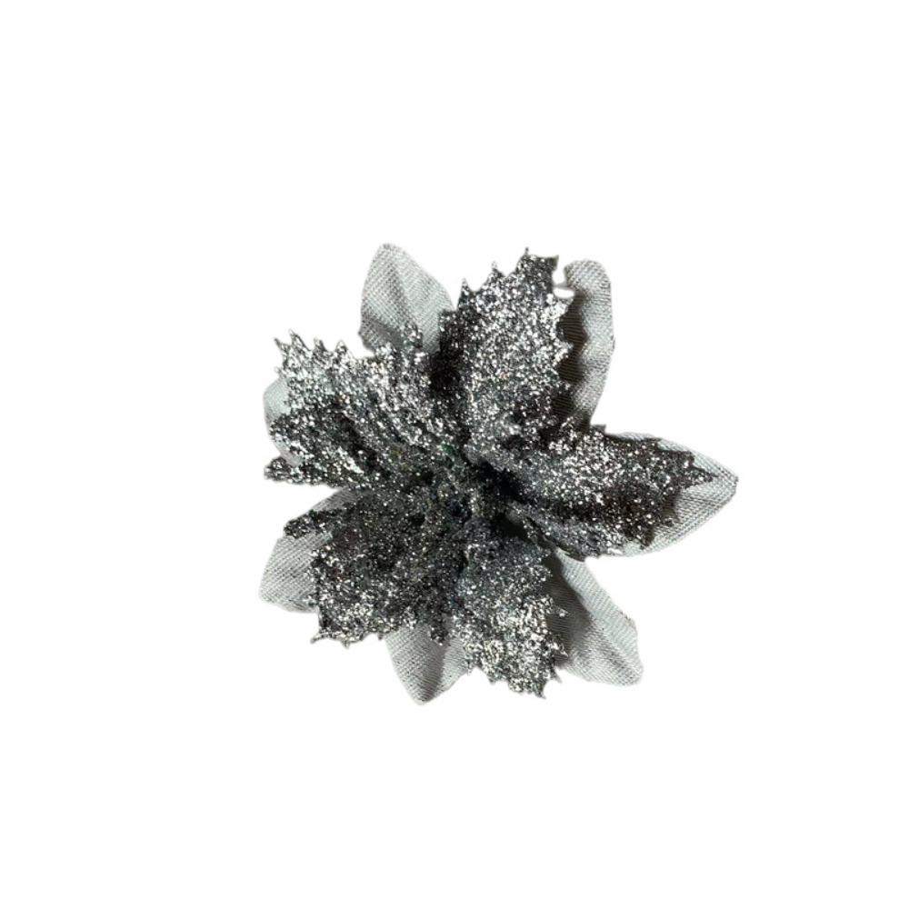 

10PCS DIY Різдвяні квіти Fabric Art Штучні квіти New Glitter Flower срібний