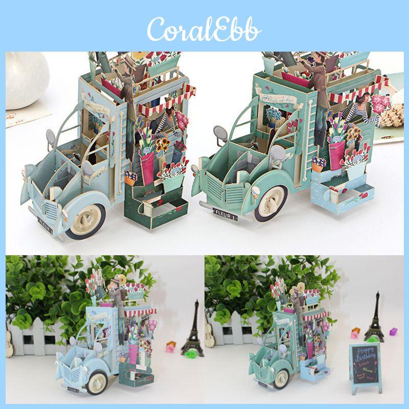 Beautifully Detailed 3d Mother's Day Card For Mum With Flower Van Theme