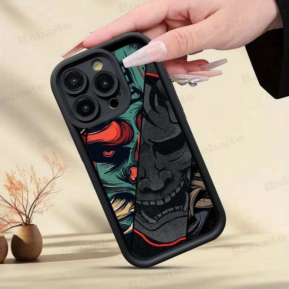 Japonia Twarz Ducha Samuraj Etui na Telefon Dla IPhone 17 16 15 13 11 12 14 Pro Max Plus Silikonowa Osłona