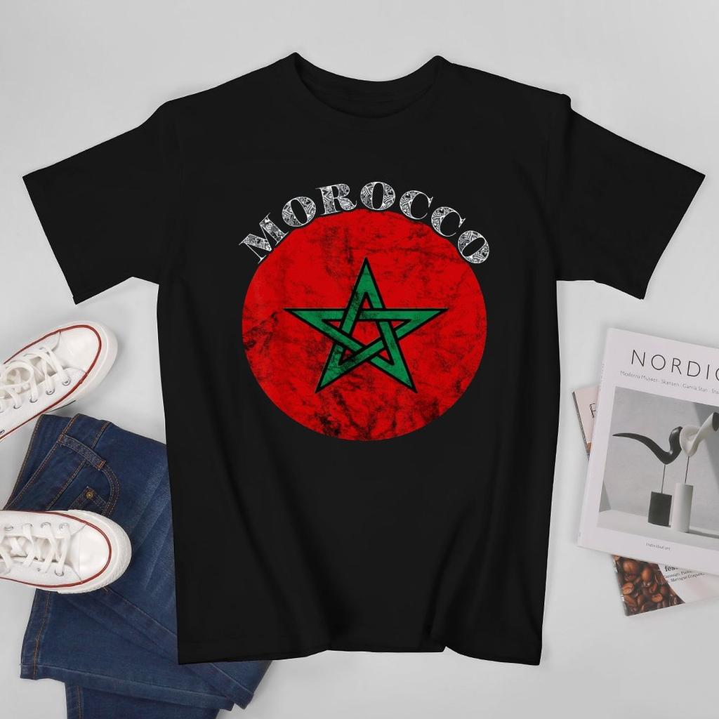 More Design Morocco Flag Moroccan Unisex Tshirt Tees Tshirt Oneck T Shirts Unisex Boys Clothing 100 Cotton