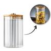 Zuckerdose Geriffelter Behälter Bambusdeckel M 850 ml Glas