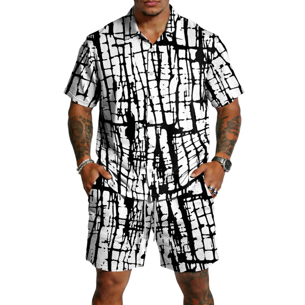 Men's Casual Lightweight Breathable Short-Sleeve Shirt And Shorts Set