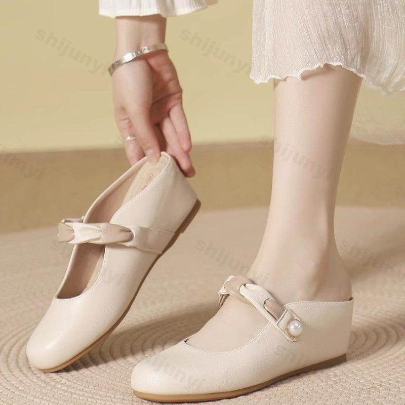 Fashion Fashion Concise Mary Jane Single Shoes Women's Summer 2025 New Slip On Comfortable Half Slippers Inner Height Increasing Sandals