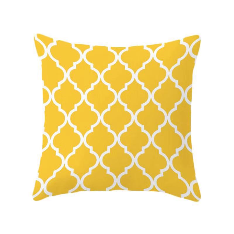 Yellow Geometric Theme Throw Pillow Covers With Digital Printing Of Short Plush Fabric Car-Shaped Sofa Cushion Office Home Decor