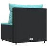 Garden Center Sofa with Cushions Black Poly Rattan